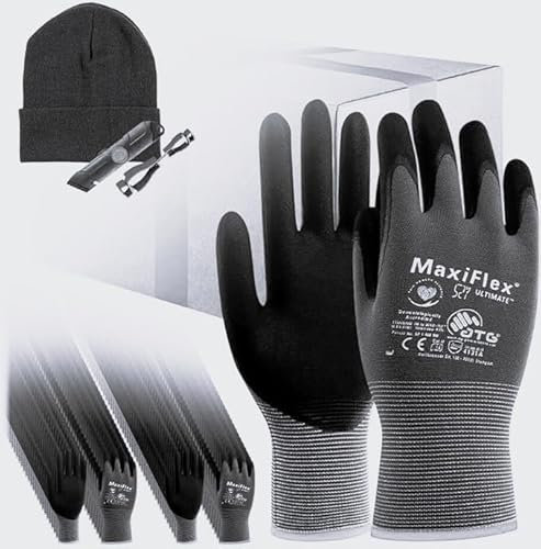 ATG 144 Paar, Gr. 8, MaxiFlex Ultimate Schutzhandschuh + gratis Zubehör