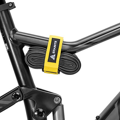Granit Rockband MTB Rahmen Trägergurt für Schläuche und Fahrradwerkzeug-Set, Fahrrad-Aufbewahrungslösung zum Anbringen von zusätzlicher Ausrüstung an Ihrem Mountainbike und BMX-Bike (Gelb)