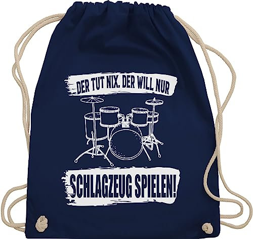 Turnbeutel Rucksack - Musik Instrument Zubehör - Der tut nix. der will nur Schlagzeug spielen. - Unisize - Navy Blau - geschenk schlagzeuger instrumente kind drums beutelrucksäcke geschenke für