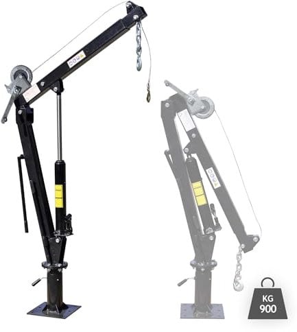 Wiltec Gruetta per pick up idraulica con verricello max 900 kg 1800 mm girevole a 360° Mini gru di sollevamento