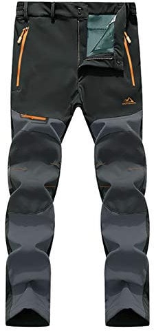 EKLENTSON Mens Waterproof Pants Fleece Lined Snow Ski Pants Outdoor Hunting Climbing Windproof Pants Zipper Pockets Black