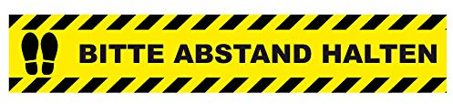 Bitte Abstand halten Aufkleber 80cm x 15cm Eckig Bodenmarkierung Hinweisschild für Handel und Behörden Folie selbstklebend (RX010 Eckig Bodenaufkleber)