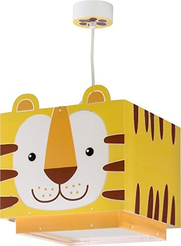 Dalber Lampe kinderzimmer, kinderlampe Pendelleuchte Hängelampe, Deckenleuchte Kinder, Deckenlampe kinderzimmer Little Tiger Tiere, Gelb, 64562, E27