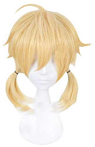 Anime Kagamine Rin/Kagamine Len Cosplay Costume Wig Short Blonde Yellow Synthetic Hair Halloween Carnival Wigs Kumz001 Sisters