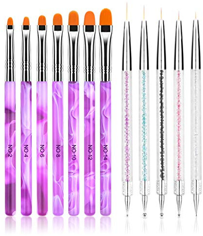 URAQT Nail Art Brush Set, 12pcs Nail Art Pen and Nail Dotting Tools, Double Ended Dotting Pens Nail Art Liner Brushes, Professional Nail Art Tools Nail Pen Designer for Acrylic Gel Nail