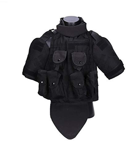 AOSUAI Outdoor Tactical Vest Camouflage Body Armor Combat Vest With Pouch/Pad Airsoft Military Assault Plate Carrier Clothing Multifunction (Color : Black, Size : One Size)