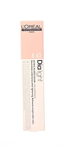 L'Oréal Professionnel DiaLight 8.43 Coloración Rubio Claro Cobrizo Dorado Sin Amoniaco, 50ml
