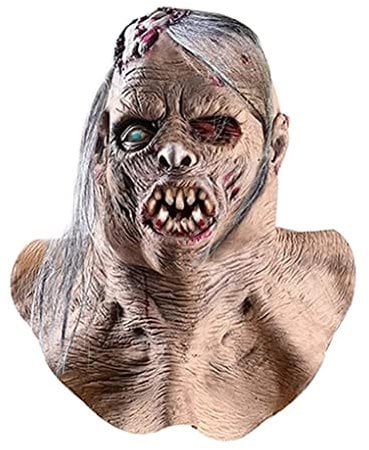 Bloody Zombie Mask with Hair Scary Walking Dead Creepy Halloween Costume Party Latex Horror Decoration Props