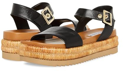 Steve Madden Damen Malden Keilsandalen, Schwarz Leder, 37 EU