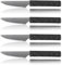 LaXon Messer schwarz, Frühstücksmesser, 4er Set, schwarze Brotmesser mit Wellenschliff, scharfe Messer auch für Grillfleisch und Pizza ideal