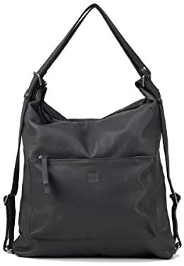 Biba Tasche für Damen aus echtem Leder, Rucksack Leather Orleans OR1LO, Langen Griff, Reißverschluss, Echtes Rindsleder, Schwarz Farbe