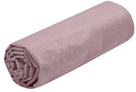 STOF - Drap Housse -Taille 140x200 cm Grand Bonnet 30 cm -100% Coton certifié Oeko-Tex - Couleur Vieux Rose -Modèle Eden - Linge de Lit pour Maison - Doux et Confortable pour Nid Douillet
