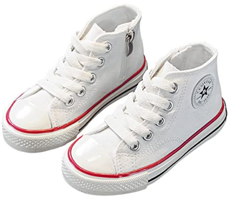 DEBAIJIA Niños Zapatos De Lona Sneakers Clásico Zapatillas de Deportivos Running Casuales Zapatos Atléticos Calzado De Deporte EU 29-B-Blanco Rojo