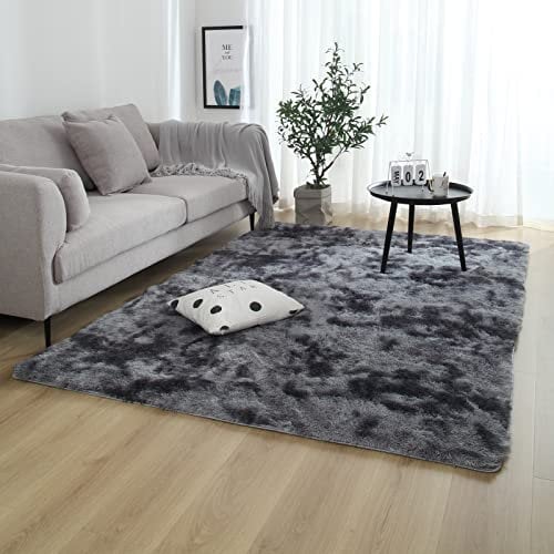 Alfombras de área 80x160cm Alfombra Antideslizante Salon Alfombras de Habitacion Suave Alfombra Shaggy Pelo Alfombra de Felpa Modernas de Interior Alfombra de Piso para Sala de Estar Gris Oscuro