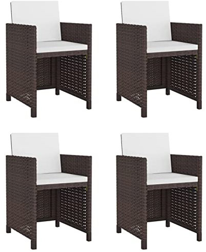 Yolola Polyrattan Gartenmöbel Set 5-TLG. Sitzgruppe Garten 4 Personen Gartenmöbel Essgruppe Sitzgruppe Garten Polyrattan Gartenmöbel Rattan Gartenset Sitzgruppe Garten Essgruppe Braun