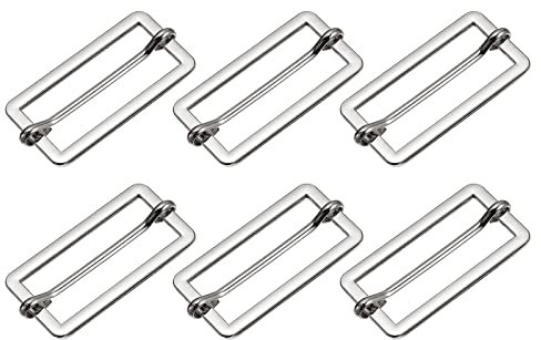 sourcing map Metall Gürtelschnalle 40x17x2.3mm, 6 Pcs Silber Leiterschnalle Zinklegierung Schiebeschnalle Taschenzubehör zum Nähen für Handtaschen, Geldbeutel, Rucksack Reparatur