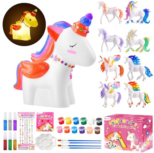 Japace Unicorn Painting Kit for Kids, Arts and Crafts Set for Ages 5+, Diamond Drawing DIY Night Light, Birthday Presents for Girls 6-11, Horse Toys