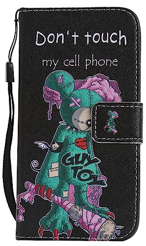 JZ Paintings Mouse Case For IPhone 13 mini Protective Kickstand Phone Case Cover With Card slots [Magnetic & Wrist Strap]