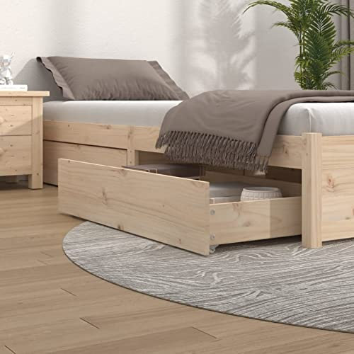 JUNZAI Bettschubladen 4 STK Bettkasten, Unterbettkommode, Unterbett Aufbewahrungsbox, Aufbewahrungstasche Für Bettdecken, Unterbett Aufbewahrung, Massivholz Kiefer