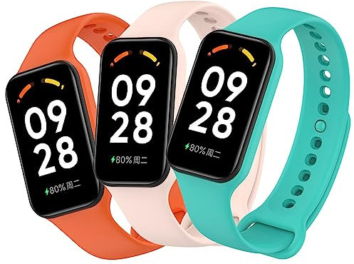 Xisair 3 Armbänder für Xiaomi Band 8 Active & Redmi Band 2 - Sport Silikonarmbänder für Uhrenzubehör