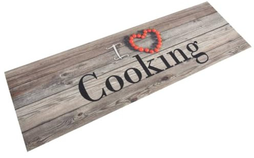vidaXL Küchenteppich, Küchenläufer rutschfest Waschbar, Teppich Läufer für Küche, Teppichläufer Maschinenwaschbar, Cooking Grau 60x180cm Samt