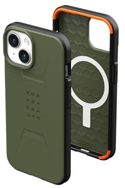 URBAN ARMOR GEAR UAG Case Compatible with iPhone 15 Case 6.1 Civilian Olive Drab Built-in Magnet Compatible with MagSafe Charging Rugged Military Grade Dropproof Protective Cover