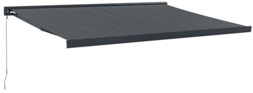 vidaXL Markise, Sonnenmarkise Einziehbar, Gelenkarmmarkise für Terrasse Balkon, Sonnenschutz Terrassenmarkise Balkonmarkise, Anthrazit 4,5x3m Stoff Aluminium