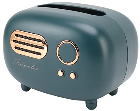 Retro Radio Shape Tissue Cover Box Vintage Paper Case Dispenser Multifunctional Tissue Box Holder for Bathroom Living Room Bedroom Dressers(Green)