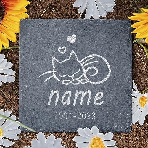 Piedra Conmemorativa Personalizada Para Mascotas: Grabado Personalizado Nombre Y Fecha De Los Perros,Regalos Personalizados Para La Pérdida De Mascotas,Lápida Con Placa Marcadora De Tumbas Para Perr