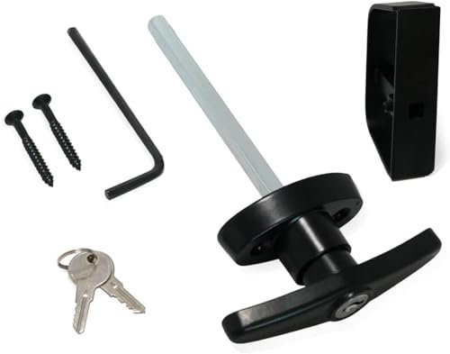 Lepoint T-Handle Lock Shed Door Latch Lock Kit with 2 Keys and 2 Screws, 5-1/2 Stem Barn Playhouse & Chicken Coop Door Lock