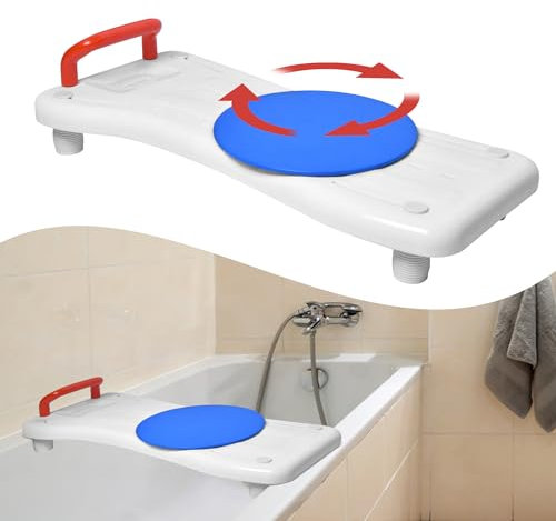 YRHome Asiento de bañera con plato giratorio, 75,5 x 34 cm, tabla para sentarse, asiento de bañera para personas mayores, adultos, ajustable, tabla para sentarse para bañera, tabla de ducha de hasta