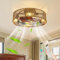 Becailyer 18.8 Cage Low Profile Bladeless Ceiling Fan with Light and Remote, Farmhouse Flush Mount Boho Ceiling Fans Light, Enclosed Industrial Ceiling Fan 6 Speed Reversible for Bedroom Kitchen