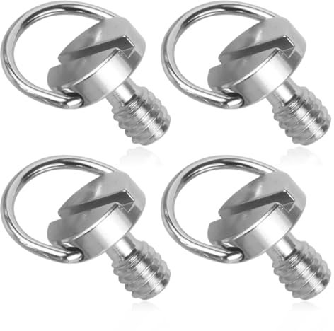LEEQ 4 PCS Vite 1/4 Pollice Fotocamera - Vite Fotocamera con D-Ring Adattatori a Vite, Viti di Fissaggio Macchina Fotografica Standard 1/4, per Fotocamera Treppiede, Piastra a Sgancio Rapido