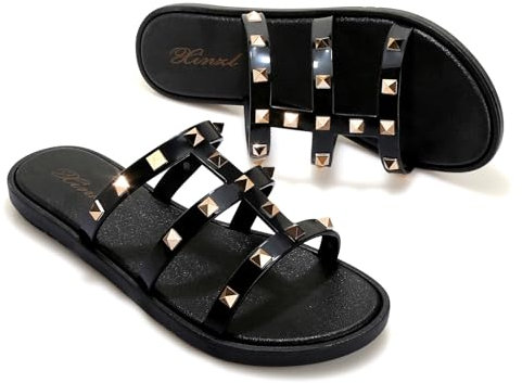 Flach Sandalen für Damen, Sommer Elegant Riemchensandalen Bequem Sandaletten, Breite Schuhe Sandals Sommerschuhe