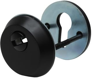 Matt Black Escutcheon Keyhole Cover, Mortice Door Lock Cover for Security and Protection from Key Damage, Durable Escutcheon Plate with Adjustable Screws