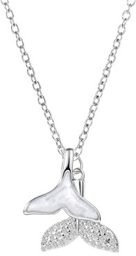 Kette 925 Sterling Silber mit Meerjungfrau Anhänger für Frauen Damen, Mermaid Halskette Zirkonia Freundschaft Glück Schmuck für Kinder Jugendliche Mädchen Taufe Konfirmation Erstkommunions Geschenk