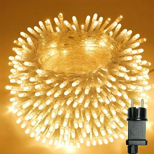 ANKOUJA LED Lichterkette Innen Außen, Lichterkette Warmweiß Strombetrieben 300 Lichterkette für Garten Weihnachten Hochzeit Weihnachtsbaum Beleuchtung mit 8 Modi (30M)