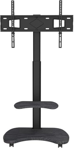 XTRARM Stellar Support TV Roulant avec Etagère en Bois - Meuble Tele, Chariot Meuble TV à Hauteur Ajustable avec roulettes pour TV 32-70 Jusqu'à 45 kg - Support de TV Universel Max VESA 600x400mm
