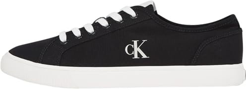 Calvin Klein Sneaker con Suela Vulcanizada Hombre Canvas Low Top, Negro (CK Black/Bright White), 44