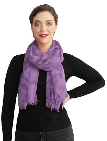creazioni unique Sciarpa Donna in Bamboo Primavera Estate MADE IN ITALY - Foulard Sciarpa Donna Leggera e Traspirante (Fantasia Lilla)
