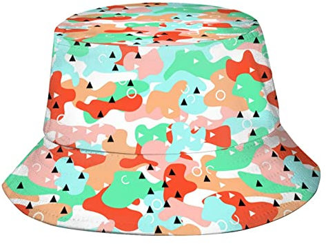 KWQDOZF Grüne Camouflage-Anglerhüte, modische Sonnenkappe, verstaubarer Outdoor-Anglerhut mit Camouflage-Muster für Damen und Herren