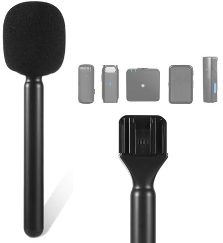YeahBoom Interview Mikrofon Adapter,Mikrofon Interview Handle,Leichter Interview Mikrofongriff mit Windschutzscheibenschaum,für Rode Wireless GO I/II, Rode Wireless Me/Pro,Mikrofongriffhalterung