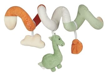 Sterntaler Spielzeugspirale Dino Rexi - Spielzeug aus weichem Feincord und Microfleece, zum Befestigen am Baby Bett - Spielzeug mit Rassel, bunt