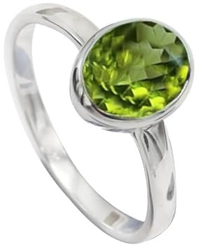 JEWELFORCE 925 Sterling Silber Peridot Edelstein Ring Herren Damen Stein Band Ring Alle Größen Ring Handgefertigter Schmuck JSR-1078AJ_67 (21.3)