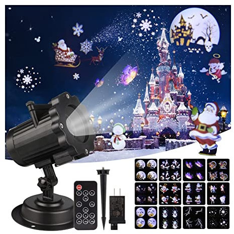 Effetto animazione del proiettore LED di Halloween di Natale IP65. Proiettore da interno/esterno 12 modelli fiocco di neve/pupazzo di neve LED luce