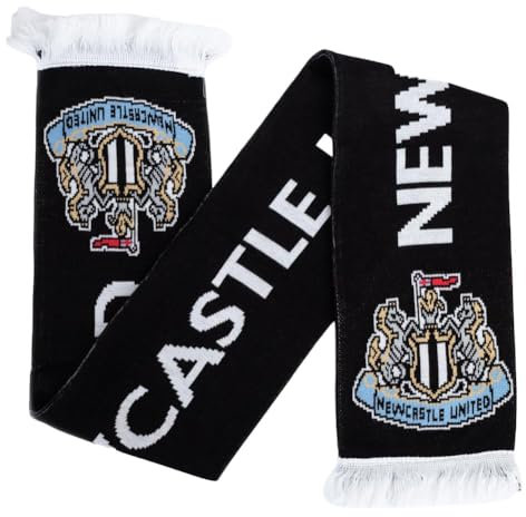 Hy-Pro International Ltd Offizieller Newcastle United Schal mit schwarzem Wappen-Design, 180 cm, schwarz, weiß, L