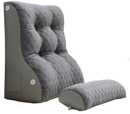 Keilkissen Bett Lesekissen Kopfteilkissen, Keilrückenlehne, Keilkissen mit Bambuskohle mit elastischem Knopfdesign, abnehmbarer, waschbarer Bezug, Reißverschlussdesign und Taschenaufbewahrung, Kopfstü