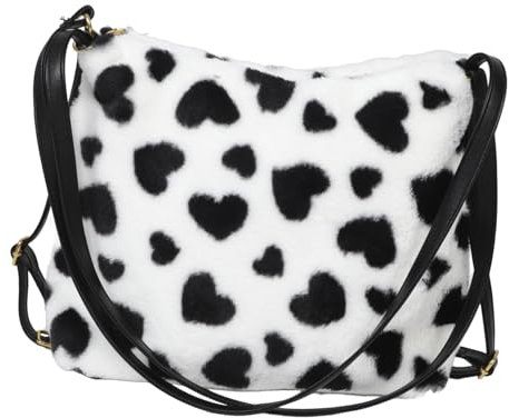 GALPADA Flauschige Schultertasche Mit Herzprint Große Kapazität Tote Bag Für Damen Für Herbst Und Winter Modische Handtasche Für Jeden Anlass