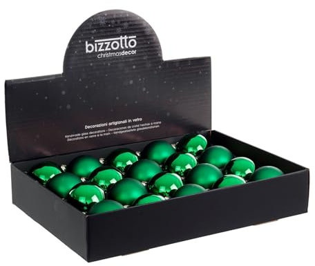 Magie di Natale Christbaumkugeln aus Glas grün für Weihnachtsdeko 20er Set