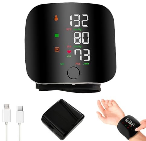 XPJBKC Wrist Blood Pressure Monitor,Blood Pressure Monitors Wrist,Wrist Blood Pressure Machine with Led Touch Screen,Adjustable Wrist Cuff,Carrying Case,Automatic Voice,for Adult Elder at Home Travel